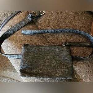 Colab black pebbled leather waist bag, Brand new never used